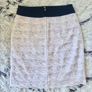 H&M tiered scalloped lace pencil skirt champagne